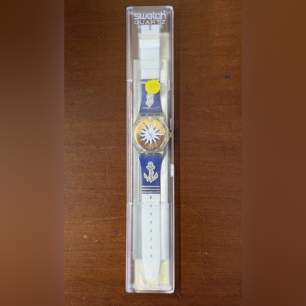 Swatch White and Blue Nautical Anchor Watch